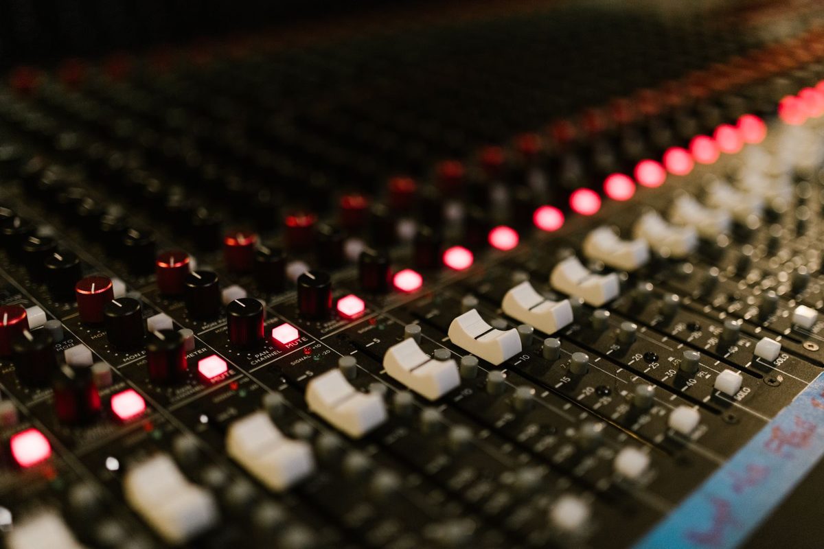 A mixing desk in the studio